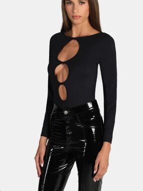 Ow Collection Long Sleeve Black Cut-Out Bodysuit
